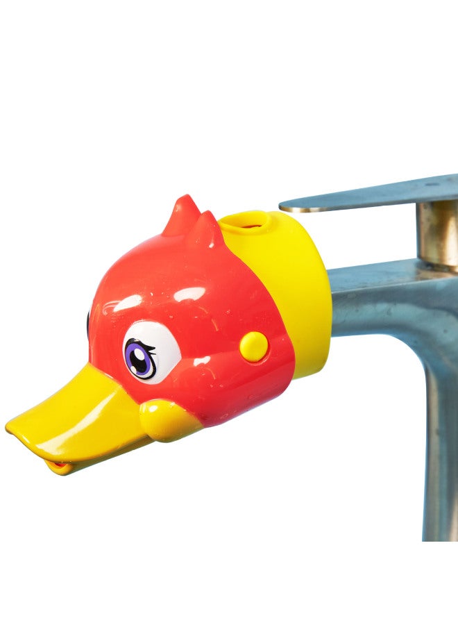 Baochenjia Cute Shape Baby Faucet Extender Splash-proof Children's Washing Gloves Mouth Guide Sink Extension-Specifications:Red Duck Head Upgraded Version  - Image 1