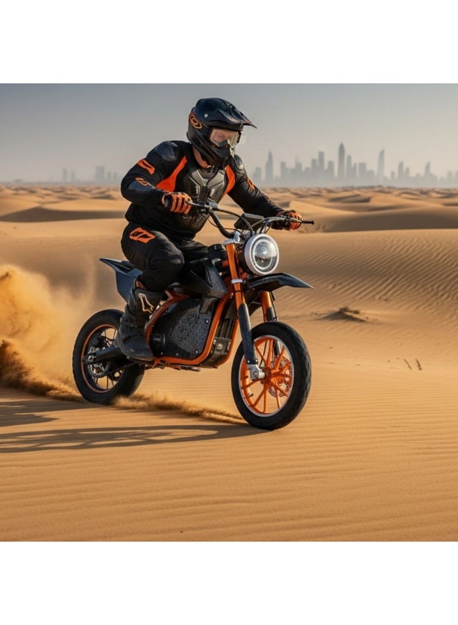 Pro Racing Kids Electric Dirt Bike 60KMH High Torque Performance Motor Smart Digital Display and Adjustable Off Road Suspension Black and Orange - Image 2