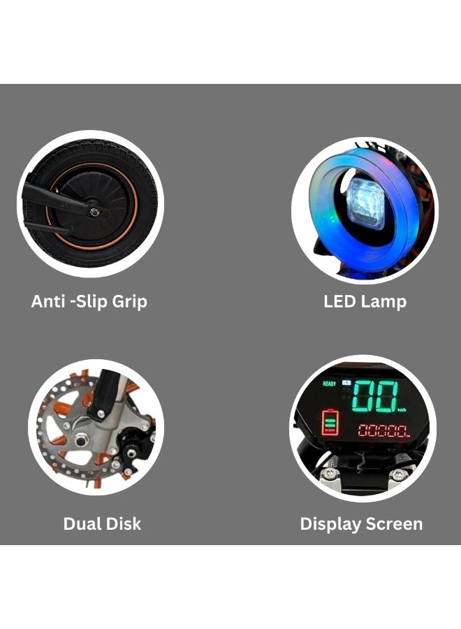 Pro Racing Kids Electric Dirt Bike 60KMH High Torque Performance Motor Smart Digital Display and Adjustable Off Road Suspension Black and Orange - Image 4