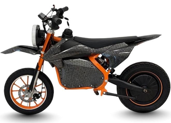 Pro Racing Kids Electric Dirt Bike 60KMH High Torque Performance Motor Smart Digital Display and Adjustable Off Road Suspension Black and Orange - Image 1
