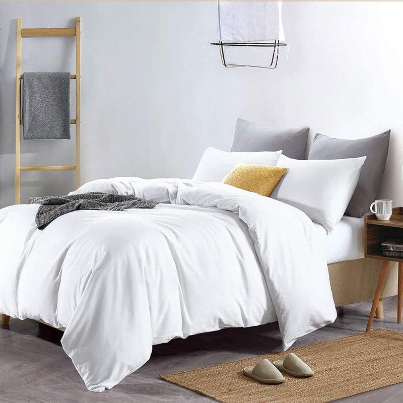 YRM Bedding's YRM Beddings Duvet Covers 100 Microfiber 3Piece Duvet Cover Set Ultra Soft with Zipper Closure Duvet Cover 61X91 Inches and 2 Pillow Cover 18X28 Inches Single SizeWhite - Image 1