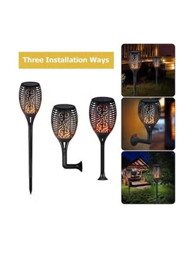 Generic - 4-Piece Solar Powered Flame Lamp Torch Light Set Black 50 centimeter - Image 1