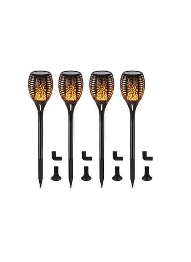 Generic - 4-Piece Solar Powered Flame Lamp Torch Light Set Black 50 centimeter - Image 1