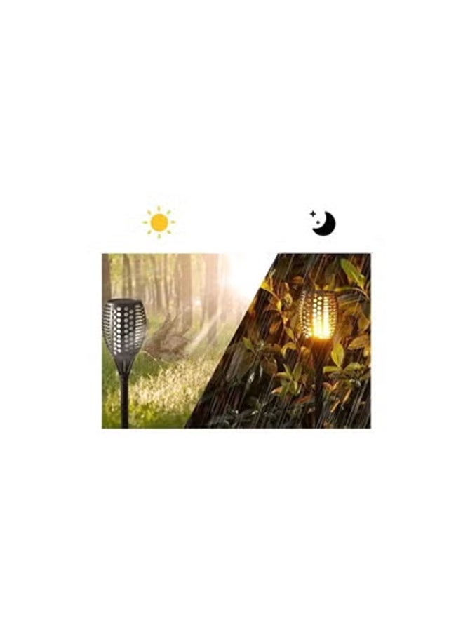 Generic - 4-Piece Solar Powered Flame Lamp Torch Light Set Black 50 centimeter - Image 1