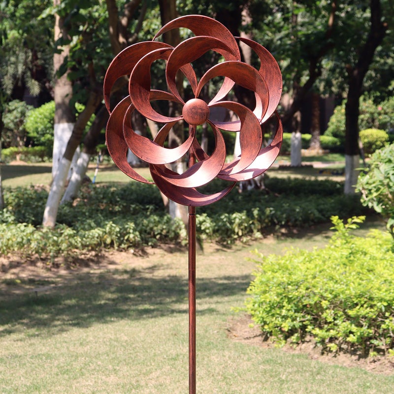 LERFUGI 360 Degrees Metal Swivel Classical Wind Spinner Willow Leaves for Patio Lawn Outdoor Yard Lawn Garden - Image 3
