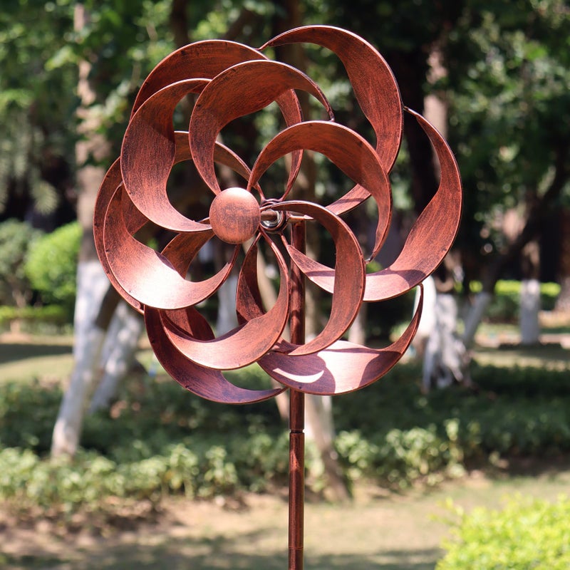 LERFUGI 360 Degrees Metal Swivel Classical Wind Spinner Willow Leaves for Patio Lawn Outdoor Yard Lawn Garden - Image 4