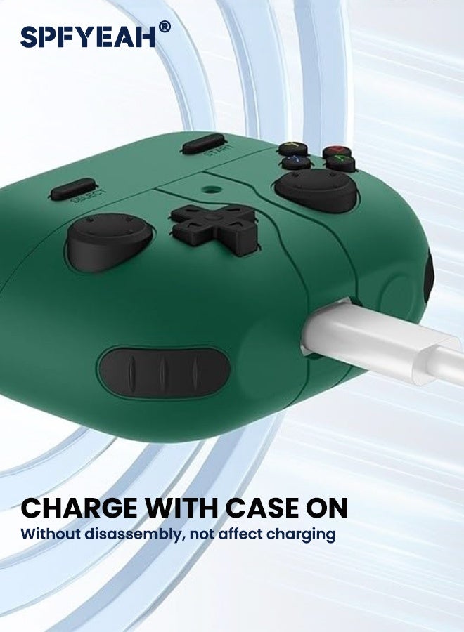 SPFYEAH Samsung Galaxy Buds 3 / Buds 3 Pro Case Cover with Keychain, Soft Silicone Game Player Design with 3D Button, Rugged Shockproof Classic Game Case with Cleaner Kit for Samsung Galaxy Buds 3 & 3 Pro (2024), Green  - Image 5