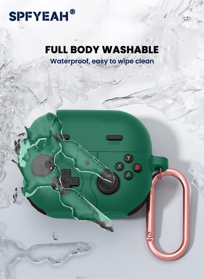 SPFYEAH Samsung Galaxy Buds 3 / Buds 3 Pro Case Cover with Keychain, Soft Silicone Game Player Design with 3D Button, Rugged Shockproof Classic Game Case with Cleaner Kit for Samsung Galaxy Buds 3 & 3 Pro (2024), Green  - Image 4
