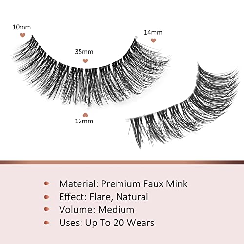 Onlyall Natural Eyelashes Mink False Eyelashes Natural Wispy Lashes Soft Clear Band Lashes Fluffy False Lashes 14MM A11 - Image 5
