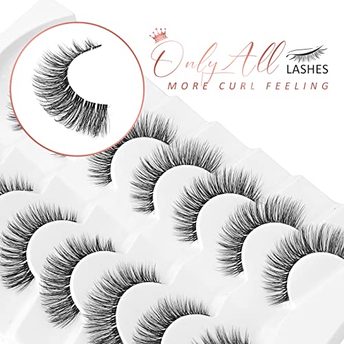 Onlyall Natural Eyelashes Mink False Eyelashes Natural Wispy Lashes Soft Clear Band Lashes Fluffy False Lashes 14MM A11 - Image 4
