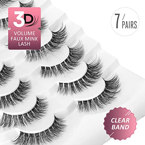Onlyall Natural Eyelashes Mink False Eyelashes Natural Wispy Lashes Soft Clear Band Lashes Fluffy False Lashes 14MM A11 - Image 3