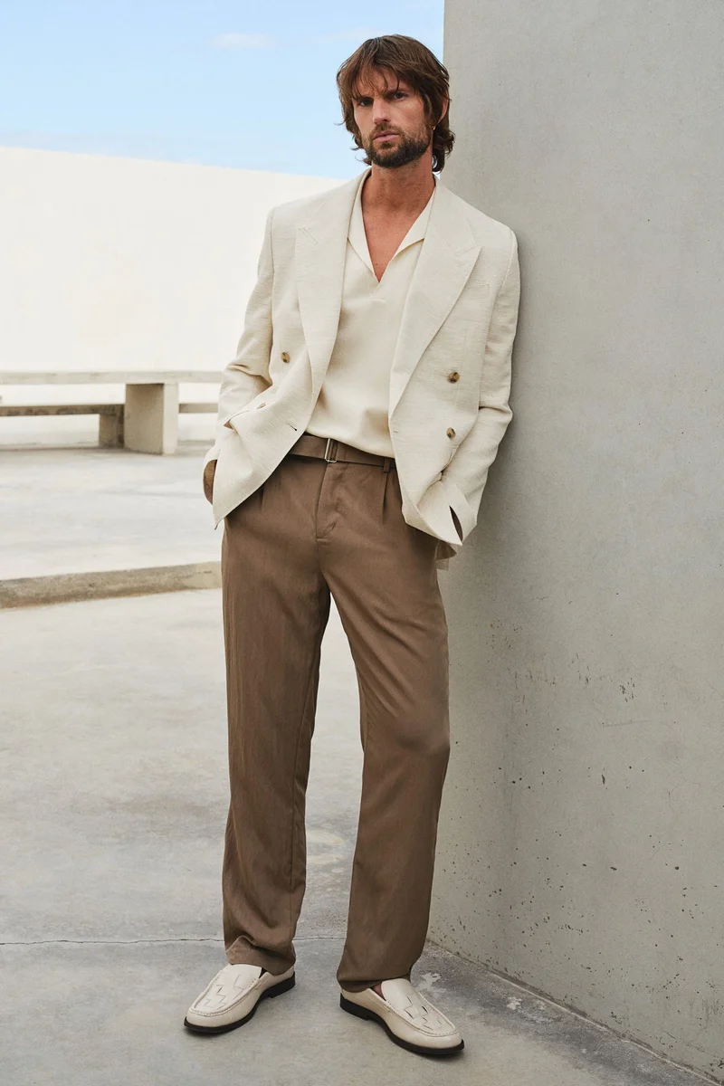 H&M Regular Fit Belted twill trousers