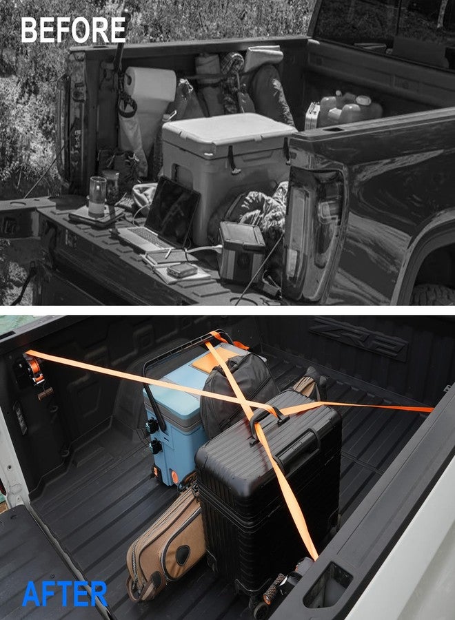 ELECFRESH 2PCS Retractable Truck Bed Tie Downs for Chevy Silverado & Sierra 1.5 Ton Capacity, Fits 2019-2025 2026 Chevy Silverado & Sierra Accessories, Heavy Duty Ratchet Straps with Quick Release - Image 4