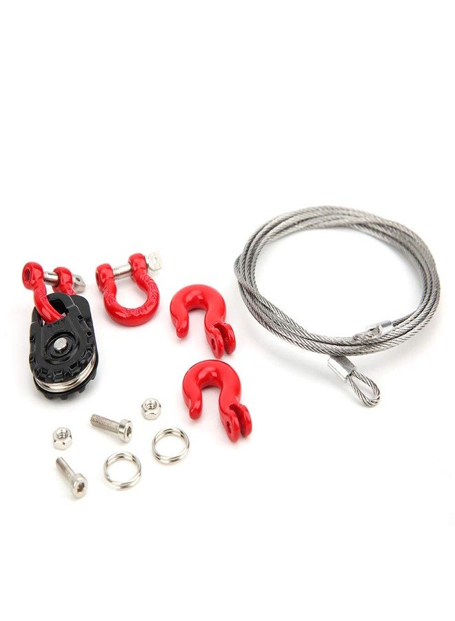 Acouto Equipment Three Piece Set Rc Steel Rope Pulley Lock Sleeve for Rc Model Car Climbing Vehicle Rc Crawler Accessories 1 10 Scale Snatch Block Winch Tow Strap Hook Trailer Stra - Image 1