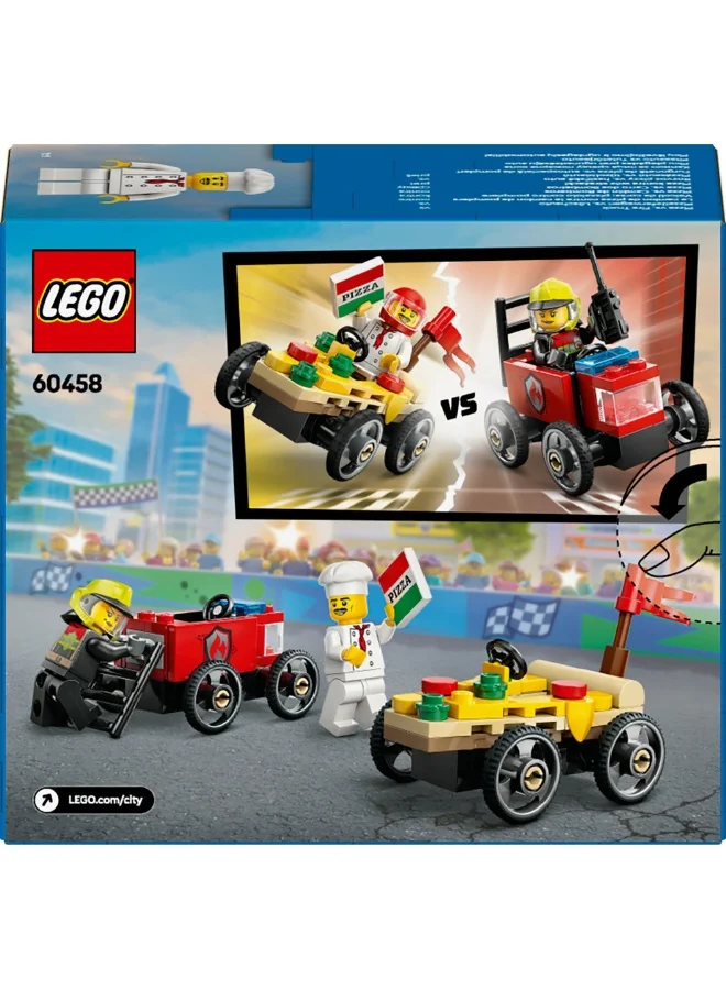 LEGO City Pizza vs. Fire Truck Race Car Pack Toy Soapbox Racing Set 60458 (70) Pieces