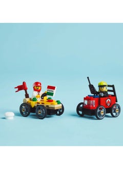 LEGO City Pizza vs. Fire Truck Race Car Pack Toy - Soapbox Car Toys for 5+ Year Old Boys & Girls - Fun Holiday or Birthday Gifts - Vehicle Set Includes 2 Minifigures - 60458 (70 pieces)  - Image 5