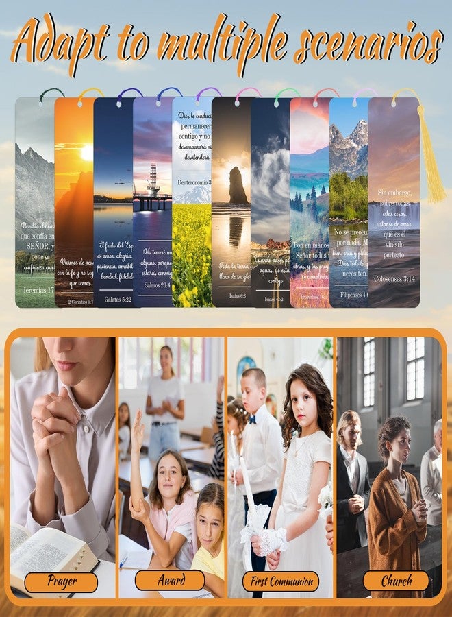 Skyygemm 120 Pack Separadores De Biblia En Espanol La Biblia En Espanol Spanish Christian Verses Bookmarks Books with Tassels Inspirational Church Supplies for Women Student School Church Study Group - Image 4