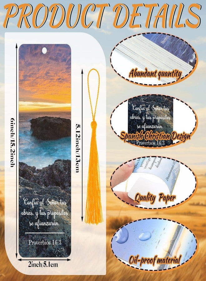 Skyygemm 120 Pack Separadores De Biblia En Espanol La Biblia En Espanol Spanish Christian Verses Bookmarks Books with Tassels Inspirational Church Supplies for Women Student School Church Study Group - Image 2