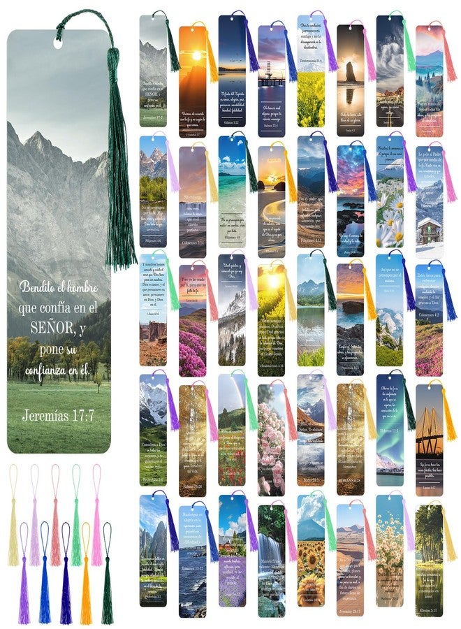 Skyygemm 120 Pack Separadores De Biblia En Espanol La Biblia En Espanol Spanish Christian Verses Bookmarks Books with Tassels Inspirational Church Supplies for Women Student School Church Study Group - Image 1