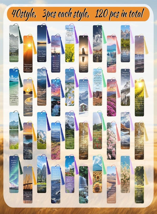 Skyygemm 120 Pack Separadores De Biblia En Espanol La Biblia En Espanol Spanish Christian Verses Bookmarks Books with Tassels Inspirational Church Supplies for Women Student School Church Study Group - Image 3