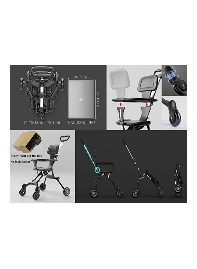 Zexen Pocket Stroller for Travel Stroller for Airplane Portable Compact Airport Stroller Small Stroller for Toddler Travel  All Terrain Stroller for Toddler Stroller for Upto 65 Lbs (black) - Image 3