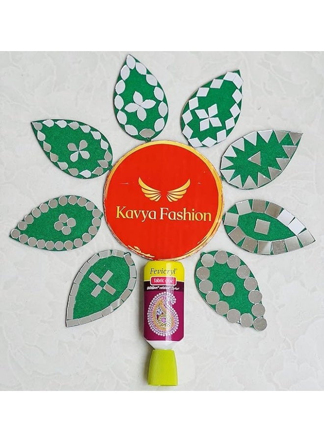 Kavya Fashion 8 Shape Mirror kit for Jewellery Making,Other Craft Work Like Project & lippan Art, mud Work Decoration (Total-800 Pieces, 100 Piece of Each Shape) Free Fabric Glue (Combo of 8) - Image 3