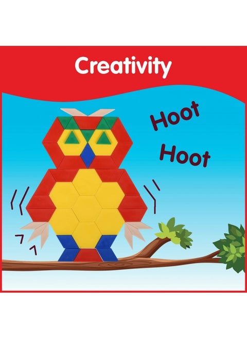 Edxeducation Plastic Pattern Blocks - Set Of 250 - Early Geometry Skills - Math Manipulative For Shape Recognition, Symmetry, Patterning And Fractions - Ages 4+