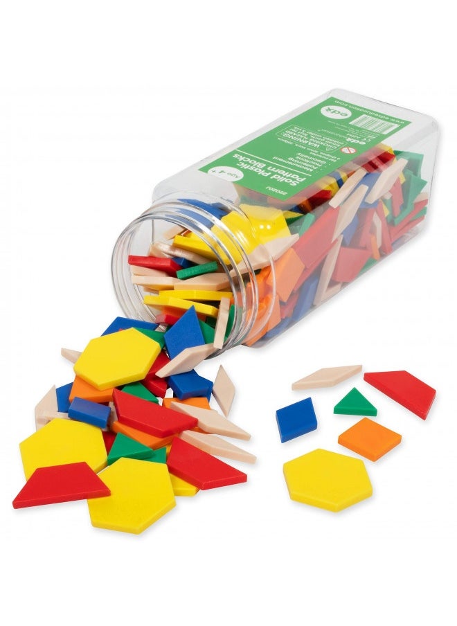 edxeducation - Edxeducation Plastic Pattern Blocks - Set Of 250 - Early Geometry Skills - Math Manipulative For Shape Recognition, Symmetry, Patterning And Fractions - Ages 4+ - Image 1