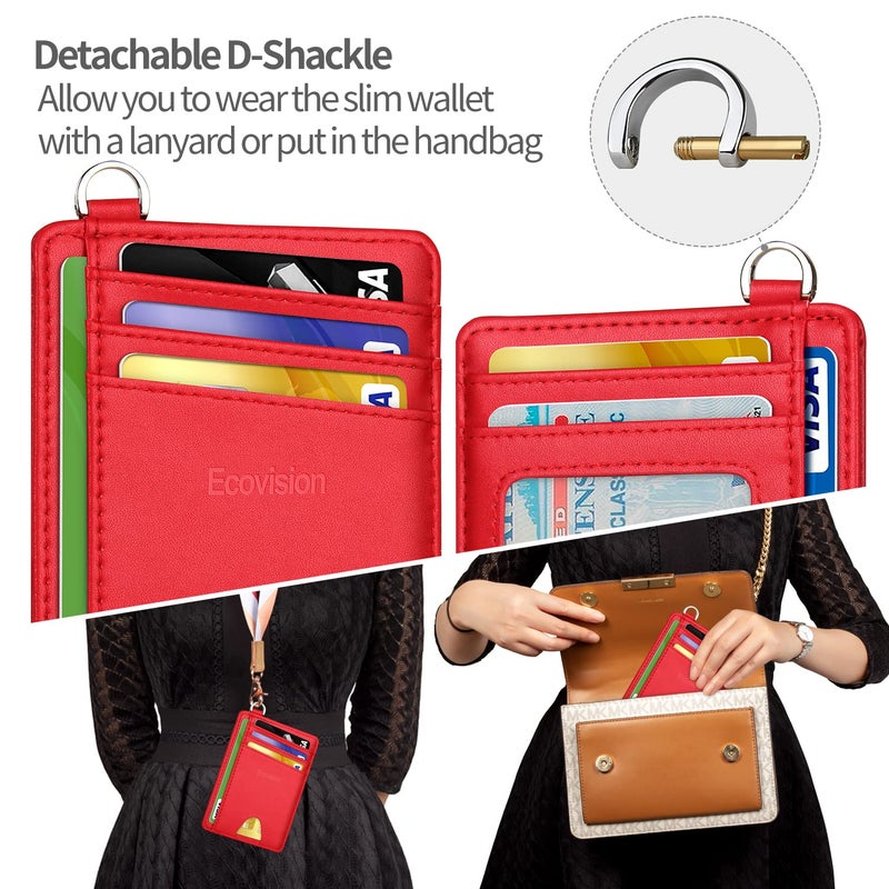 EcoVision Slim Minimalist Front Pocket Wallet, RFID Blocking Credit Card Holder Wallet with Detachable D-Shackle for Men Women - Image 3