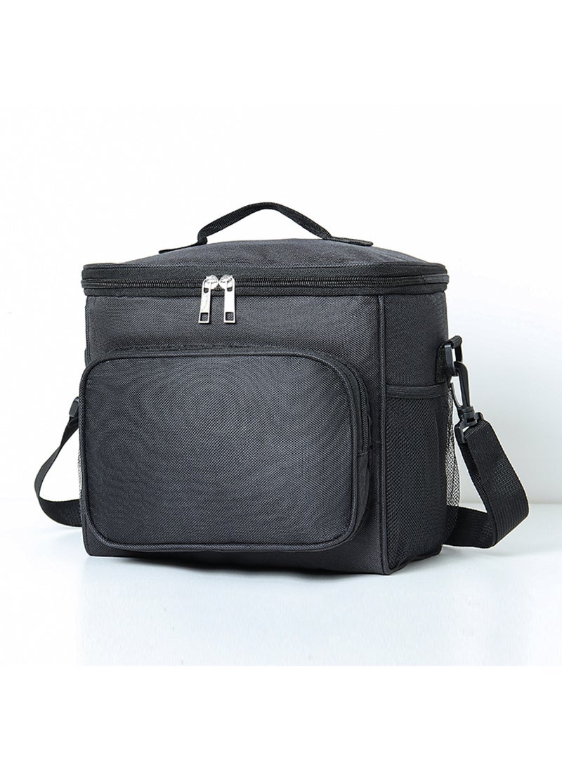 Generic Waterproof Insulated Lunch Bag Crossbody Style Single Shoulder Food Storage Bag For Office Workers Portable Meal Package Black 