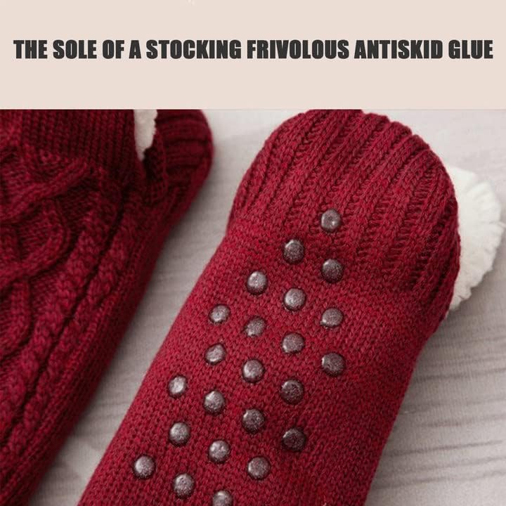 woobles 2 Pairs Woven and Velvet Indoor Socks Slippers, Womens Sherpa Non-Slip Fuzzy Cozy Slipper Socks with Grippers 2pairs B - Image 4