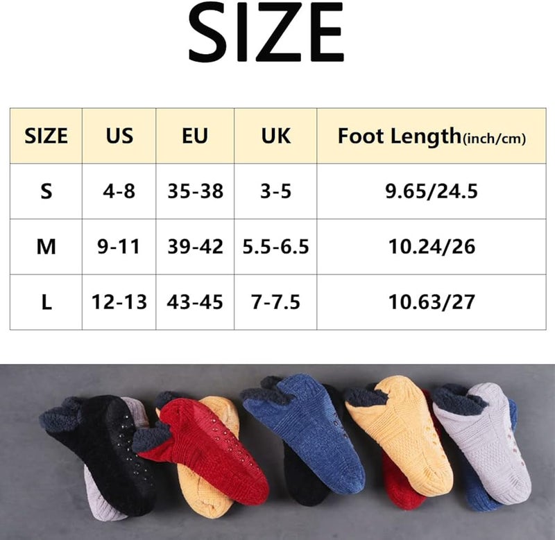 woobles 2 Pairs Woven and Velvet Indoor Socks Slippers, Womens Sherpa Non-Slip Fuzzy Cozy Slipper Socks with Grippers 2pairs B - Image 5