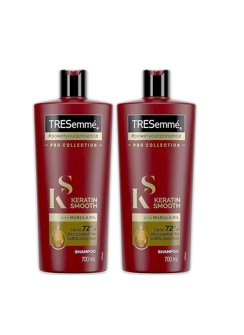 TRESemmé - TRESemmé Keratin Smooth Shampoo with Marula Oil, Pro Collection - 24 Fl Oz / 700 mL x 2 Pack - Image 1
