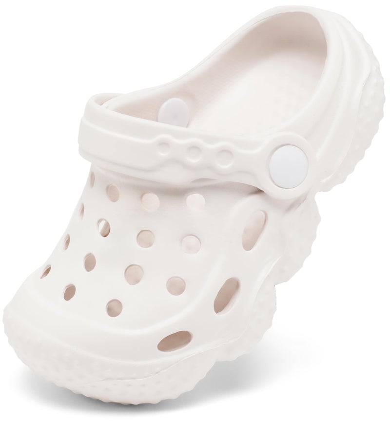 ChayChax Kid's Garden Clogs Cute Slides Sandals Toddlers Beach Pool Shower Shoes with Non-Slip Sole,Big Kid 2,White A - Image 1