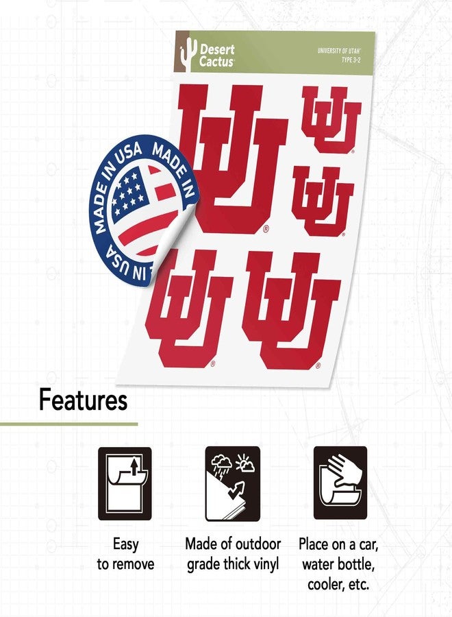 Desert Cactus University of Utah Sticker Utah UT Utes Vinyl Decal Laptop Water Bottle Car Scrapbook T3 (Type 3-2) - Image 3