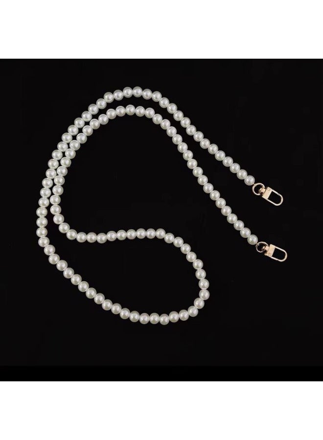 Mobile Phone Lanyard Highlight Imitation Pearl Crossbody Chain Elegant Women's Internet Celebrity Water Cup Chain Bag Chain Removable Mobile Phone Chain Trendy-Specifications Support Image Upload:8mm Pearl Slung Chain "golden Key Chain" 110cm - Image 1