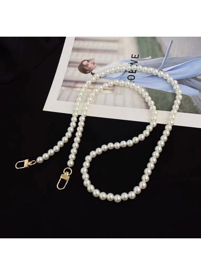 Mobile Phone Lanyard Highlight Imitation Pearl Crossbody Chain Elegant Women's Internet Celebrity Water Cup Chain Bag Chain Removable Mobile Phone Chain Trendy-Specifications Support Image Upload:8mm Pearl Slung Chain "golden Key Chain" 110cm - Image 2