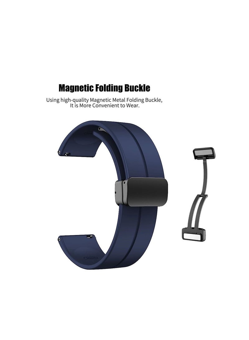 حزام سليكون 22 ملم مع مشبك قابل للطي مغناطيسي لشاومي أمازفيت جى تى ار 4 / جى تى ار 2 /جى تى ار 2 اى - رياضي - أزرق - Image 2