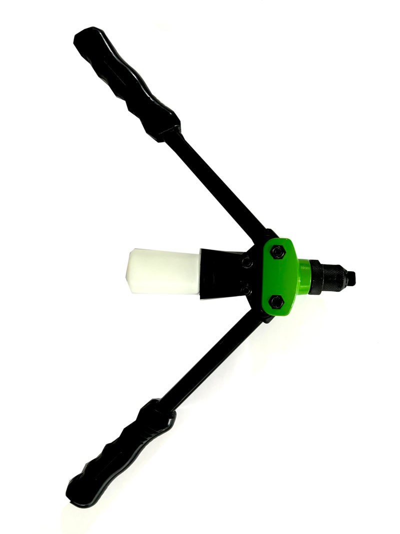 Jon Bhandari Tools 12” (300mm) Heavy-Duty Hand Riveter | Manual Rivet Gun with 3 Nosepieces (3.2mm, 4mm, 4.8mm) & Spent Rivet Collection Bottle | Double Grip Design for Metal, Plastic & DIY Use - Image 2