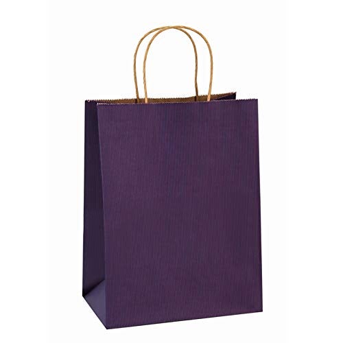 BagDream Gift Bags 8x4.25x10.5 Inches 100Pcs Purple Kraft Paper Bags with Handles Bulk, for Shopping, Retail, Merchandise, Party Favor, Craft, 100% Recyclable Paper Gift Sacks - Image 1
