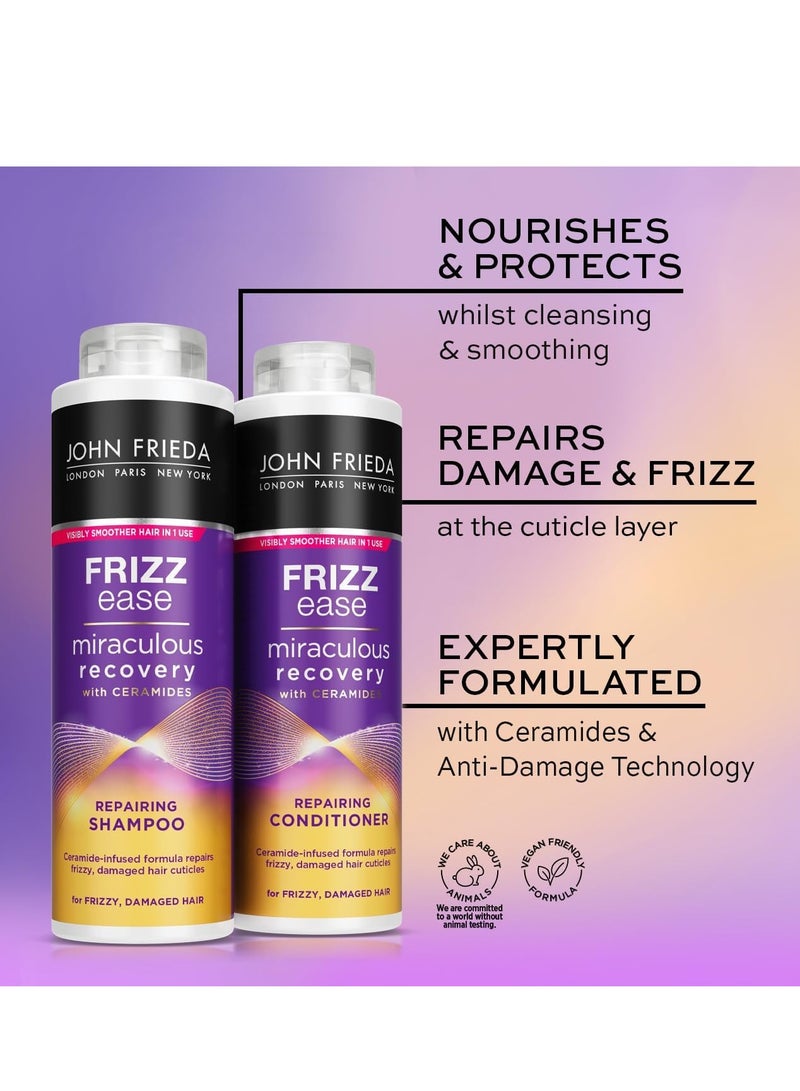 جون فريدا مجموعة شامبو وبلسم فريز إيز ميراكيولوس ريكوفيري عبوة مزدوجة 2 × 500 مل مجموعة شامبو وبلسم لإصلاح وتنعيم الشعر الجاف والتالف - Image 2