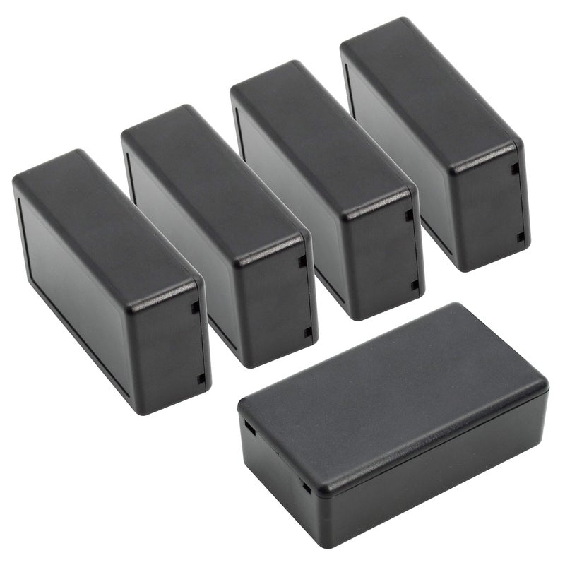 LeMotech Project Box 5 Pieces ABS Electrical Box Small Junction Box for Electronics PCB CaseElectronic Hobby Box Black Outside Size 28 x 17 x 09 inch 72x 42x 23 mm