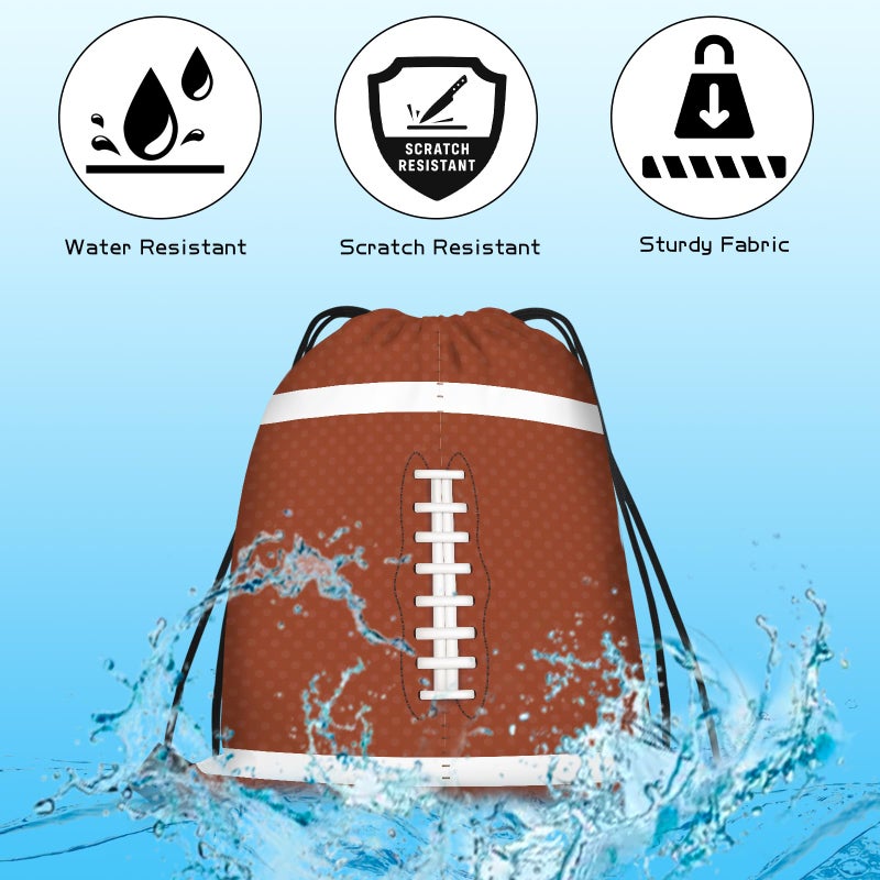 KERINGO 16 Pack Superbowl Party Decorations Football Drawstring Gift Bags Football Party Decorations for Kids Football Snack Goodie Treat Bag for Football Themed Birthday Sports Party Gift,9.8 x 11.8 Inches - Image 3