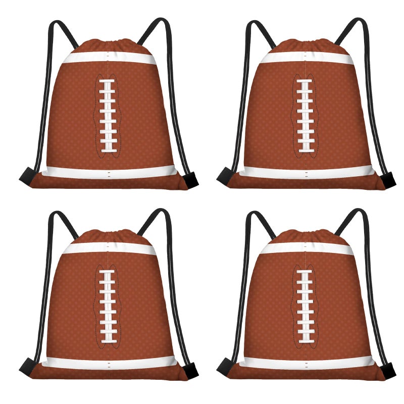 KERINGO 16 Pack Superbowl Party Decorations Football Drawstring Gift Bags Football Party Decorations for Kids Football Snack Goodie Treat Bag for Football Themed Birthday Sports Party Gift,9.8 x 11.8 Inches - Image 1