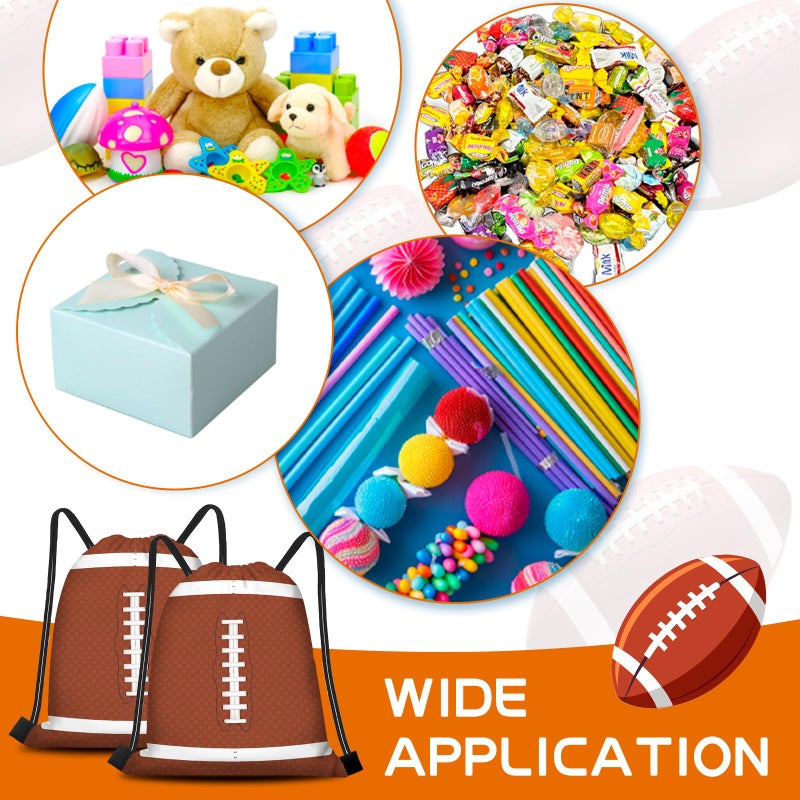 KERINGO 16 Pack Superbowl Party Decorations Football Drawstring Gift Bags Football Party Decorations for Kids Football Snack Goodie Treat Bag for Football Themed Birthday Sports Party Gift,9.8 x 11.8 Inches - Image 4