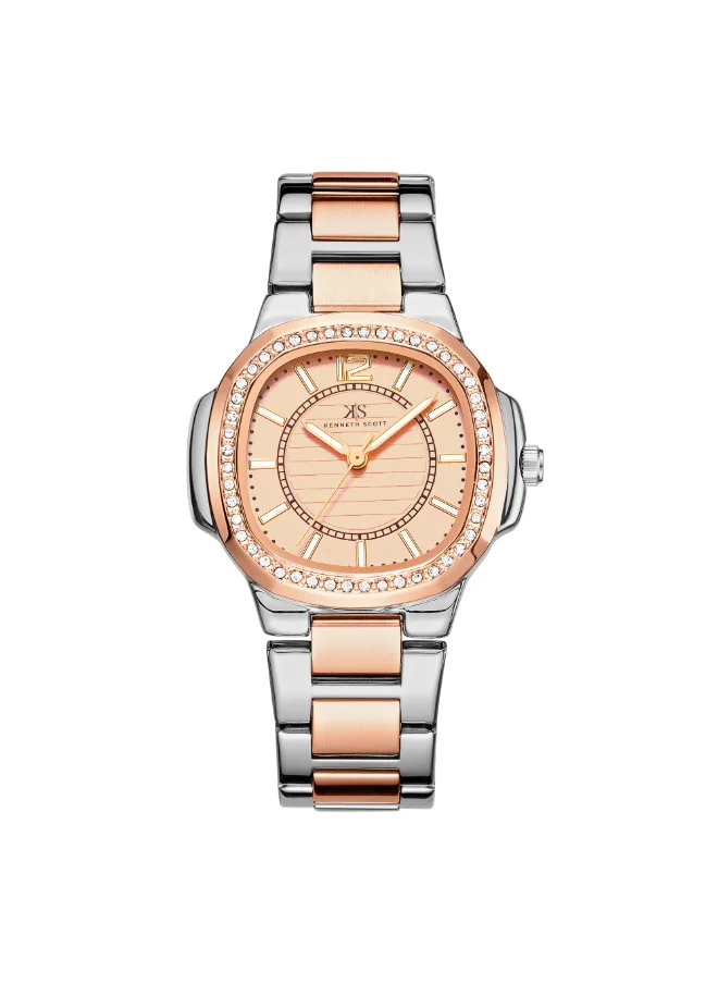 KENNETH SCOTT Women's Watch, Analog Display and Stainless Steel Strap - K24507-KBKK, Rose Gold