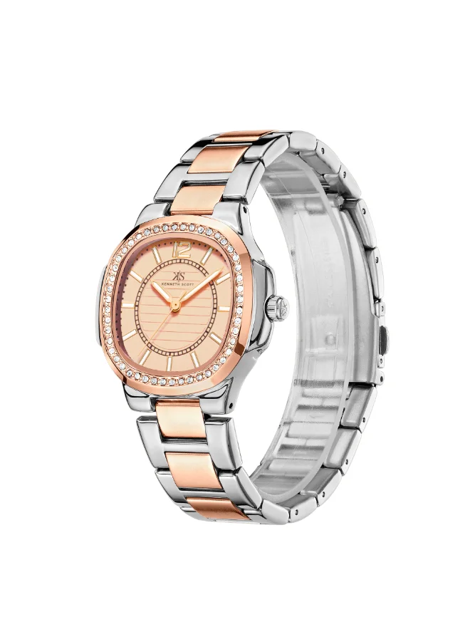 كينيث سكوت Women's Watch, Analog Display and Stainless Steel Strap - K24507-KBKK, Rose Gold