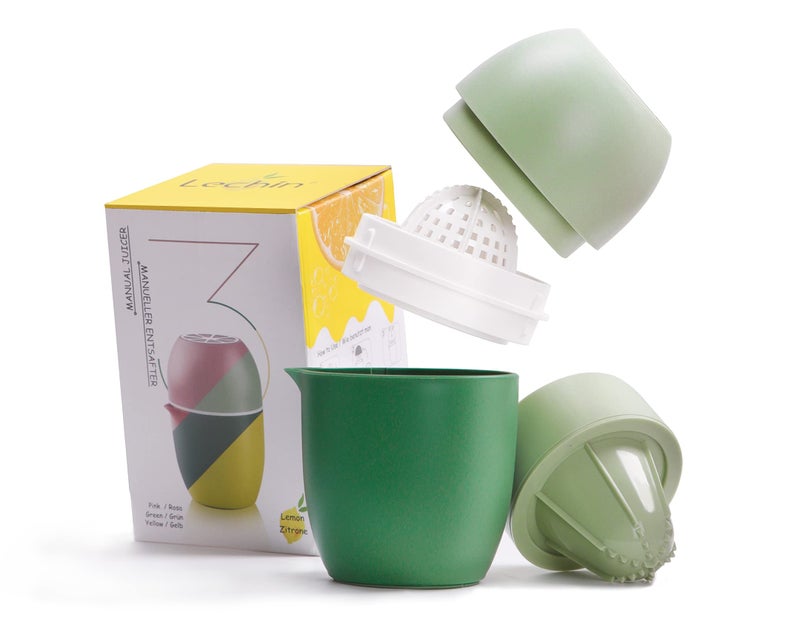 Lechin Hand Juicer - Citrus Juicer with Lemon Shape - Hand Lemon Juicer with Two Press Options for Different Fruits (Green) - Image 1