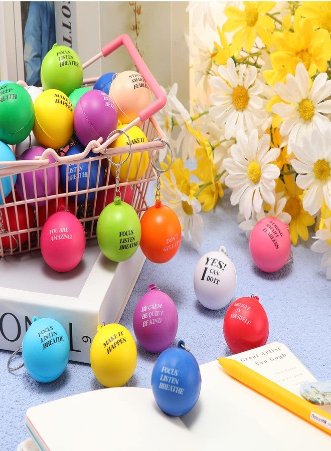Zhehao 36 Pcs Motivational Stress Balls Keychains Inspirational Foam Stress Relief Balls with Quotes Keychain Encouraging Fun Keychains for Kids Student Adult Relieve Anxiety Party Bag Fillers - Image 2