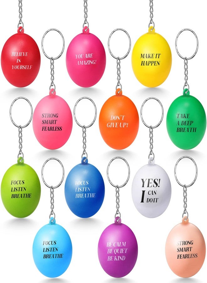 Zhehao 36 Pcs Motivational Stress Balls Keychains Inspirational Foam Stress Relief Balls with Quotes Keychain Encouraging Fun Keychains for Kids Student Adult Relieve Anxiety Party Bag Fillers - Image 1